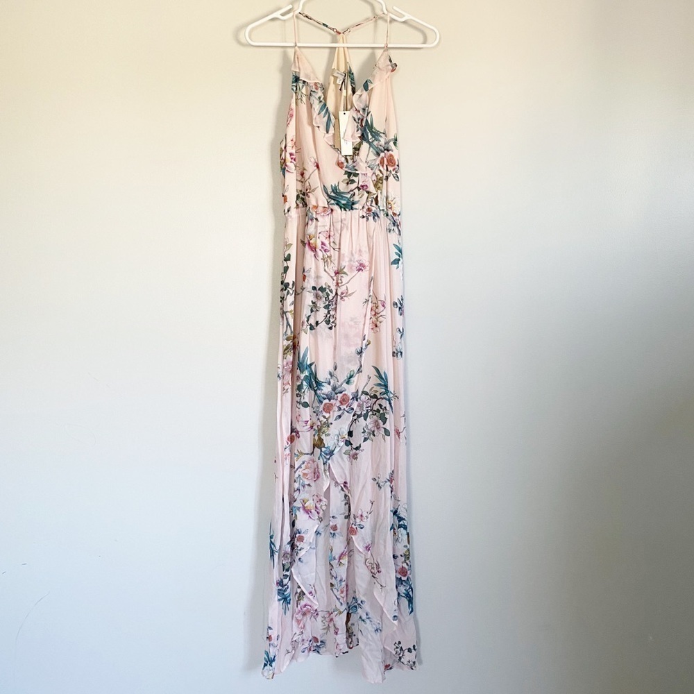 NWT LAVENDER BROWN Pink Racerback Wrap Maxi Dress Small
